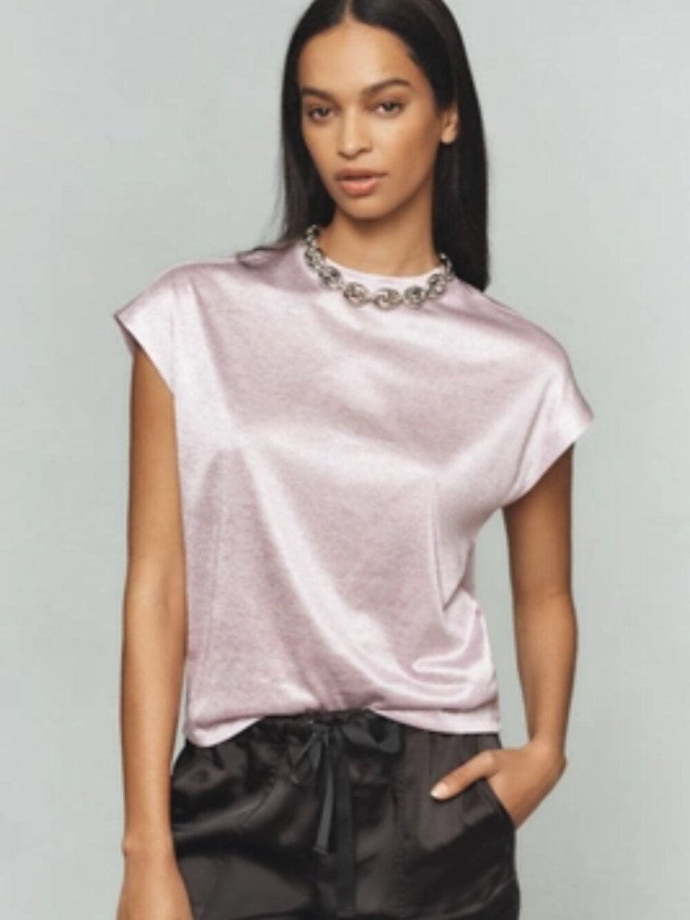 Anthropologie Silky Shimmer Tee (New Lilac)